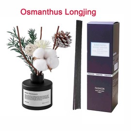 KBHOMFRA Jasmine Scent Reed Diffuser 3.38 oz(100ml)Pure  with Stick Diffuser Dried Flower Home Fragrance Scent Essential Oil Aroma Room - Scent: Osmanthus Longjing 1 pack