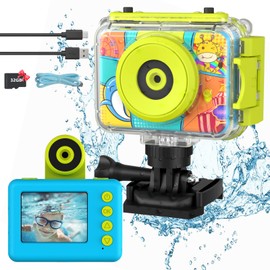 Ushining Children's Camera Waterproof Camera for Children, HD 1080P Digital Camera Video Camera Selfie Camera Underwater Camera Children with 2.0 Inch Screen, Gift for 3-12 Years Girls Boys Blue