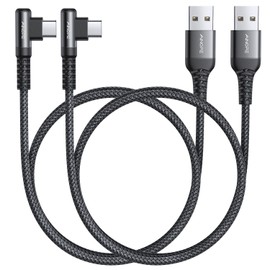 AINOPE [2 Pack 1.6FT Type C Cable, 3.1A Type C Charger Fast Charging, Right Angle Nylon Braided USB to USB C Cable Compatible with Galaxy S22 S21 S10, Note 10 9 A51 LG G8 G7 Charging Cord