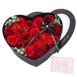 RIDDSEE Preserved Rose Gift Heart Soap Flower Preserved Flowers Bouquet Artificial Forever Flowers for Wife Girls Valentines Day,Mothers Day,Anniversary,Birthday,Christmas - Red