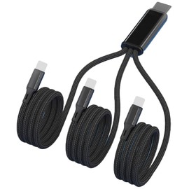 3 in 1 Type C Rapid Charging Cable, 47.2 inches (120 cm), Type C to Type C Micro Android Charger (Black C-CCC)