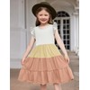 Arshiner Toddler Dress Girls Summer Ruffle Sleeve Tiered Swing Midi