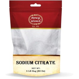 Spicy World Sodium Citrate Powder, 5 Pound Bag, Food Grade, Non-GMO, Emulsifier for Cheese and Molecular Gastronomy
