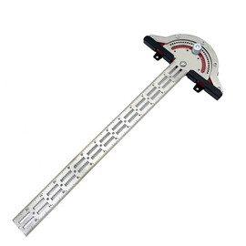 Smgda Protractor Angle Finder, 13 inch Woodworking Edge Ruler 0-70°Adjustable Multi-Function Angle Measure Tool Stainless Steel Carpenter T Square, T Rule with Wall Hanging Storage Rack