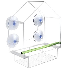 EAONE Clear Window Bird Feeder, Transparent Acrylic Window Bird Feeders for Outside with 4 Strong Suction Cup, Wild Bird House Watching Gift