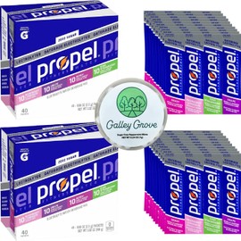 Propel Water Flavoring Enhancer Variety Bulk, 80 Drink Mix Packets (20 Each Flavor) - Raspberry Lemonade, Grape, Berry, Kiwi Strawberry Bundle With Galley Grove Sugar Free Breath Mints