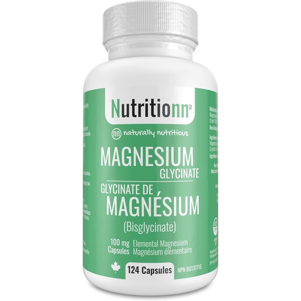 Magnesium Glycinate Supplement - 124 Capsules x 100 mg Elemental
