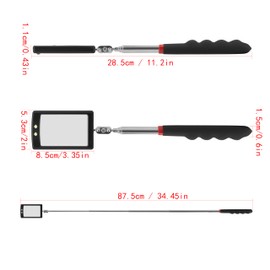Lan-He Telescoping Inspection Mirror with 2 LED Lights extendable Machine Tool Inspection Mirrors 360 Swivel for Extra Viewing Dead Angle,Line of Obstacle Area Mechanic Automotive Gifts (3PCS)