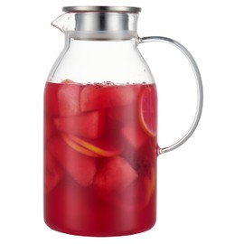 Karafu 81 Ounces Glass Pitcher with Lid, Heat-resistant Water Jug for Hot/Cold Water, Ice Tea and Juice Beverage