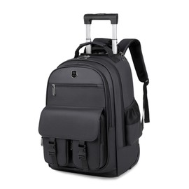 FANDARE Rolling Laptop Backpack Convertible Luggage Backpack with Wheels Travel Daypacks Multi-Functional Carry-On for Business Trip Men Lifestyle Outdoor Urban Waterproof PU Film Backpacks Black