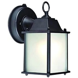 MaxLite Outdoor Lantern, Ranch Style with 1X09W 2700K 80CRI E26 Socket LED LAMP, Black Finish, Dusk to Dawn PHOTOCELL, White (ML4LE109SPLBK2)