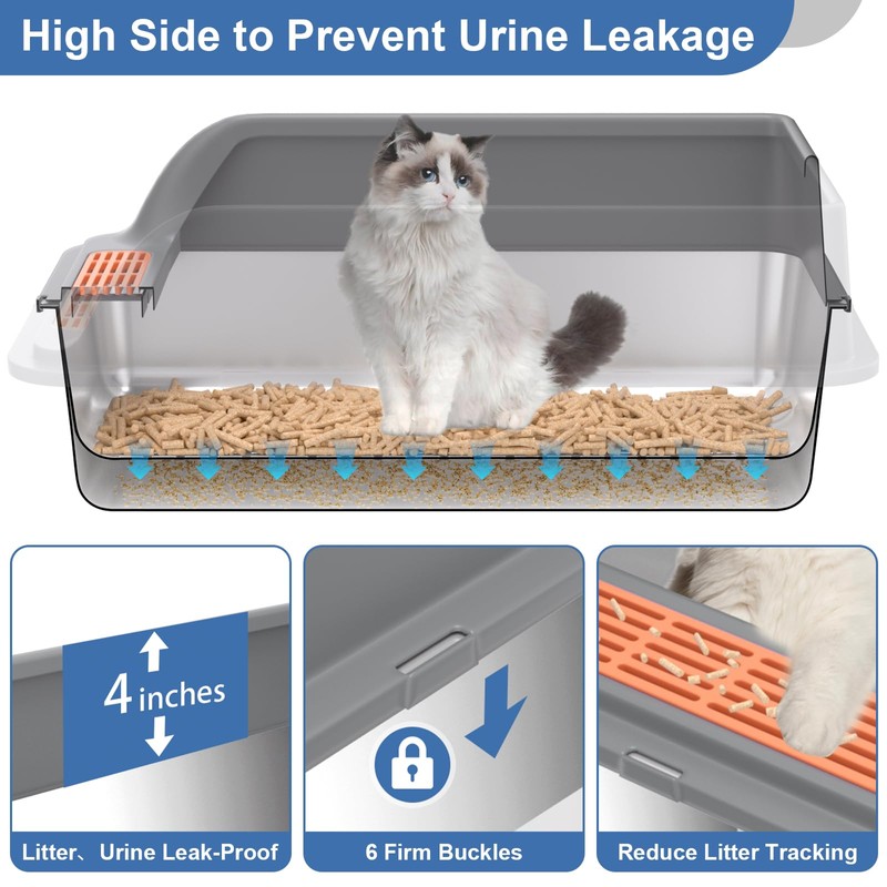 Stainless Steel Sifting Litter Box with Lid, XXL Extra Large