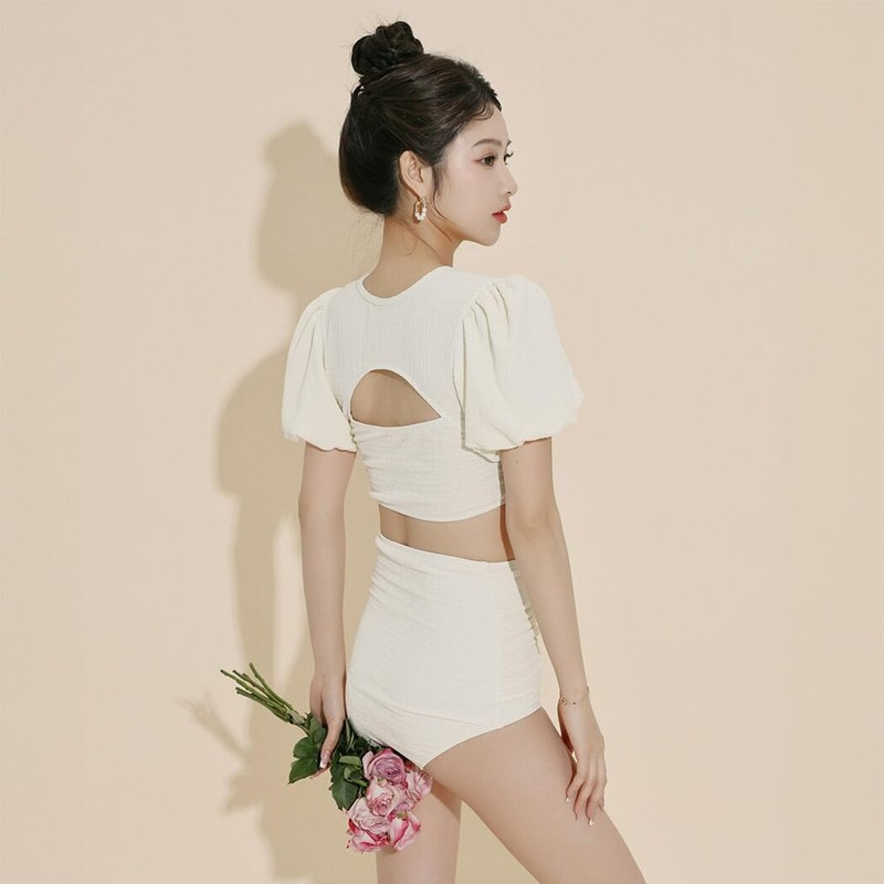 [Teddy] 水着 レディース ビキニ 体型カバー水着 ハイウエスト ショーツ セパレート 2点セット ボレロ風ブラ