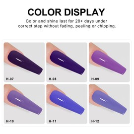 beautilux Purple Gel Nail Polish Set- 6 Pcs Deep Violets Purple Hema-Free Gel Polish Color Soak Off Gel Nail Manicure for Women Girls