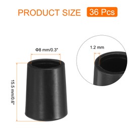sourcing map 36pcs Round Chair Leg Caps 8mm/0.3" PVC Chair Leg Floor Protectors Non-Slip Chair Feet Covers for Hardwood Floors Furniture Protectors, Black