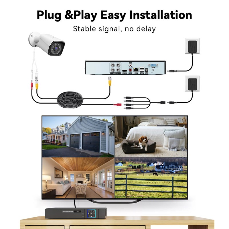 VORGUT Wired Security Camera System Outdoor, 4CH 5MP Lite AHD