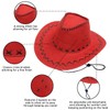 Western Cowboy Hat Red Sun Cap Faux Felt Leather Suede