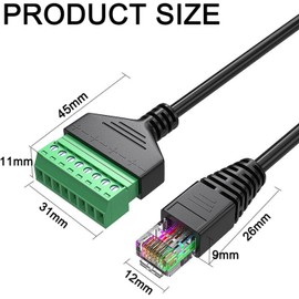 10 Pcs RJ45 Male to 8 Pin Screw Terminal Adapter,1ft RJ45 8p8c to 8Pin Bolt Terminal Connector for Cat 5/5e/6 Ethernet Extender CCTV Digital DVR Network Adapter (Male)