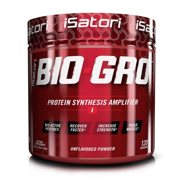iSatori Bio-GRO Protein Synthesis Amplifier - Build Lean Muscle, Speed Recovery and Increase Strength - Bio-Active Proline-Rich Peptides Post Workout Muscle Builder - Unflavored (120 Servings)