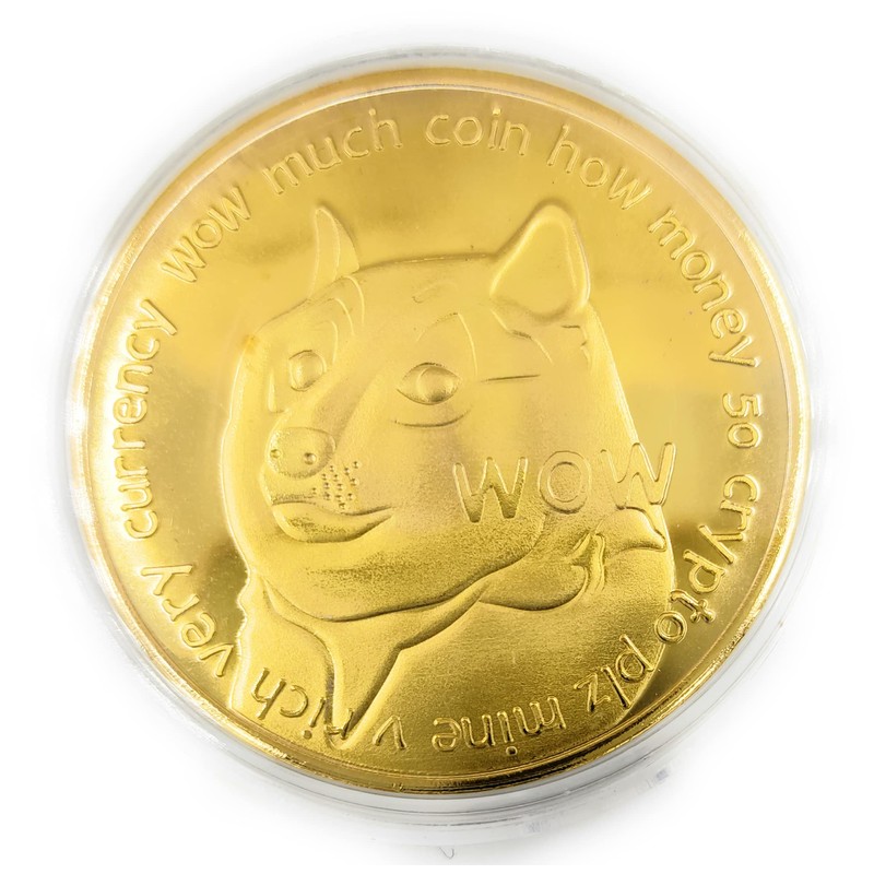 Promotech 24K Gold Plated 45mm Diameter Dogecoin MEMECOIN Coin Collectible