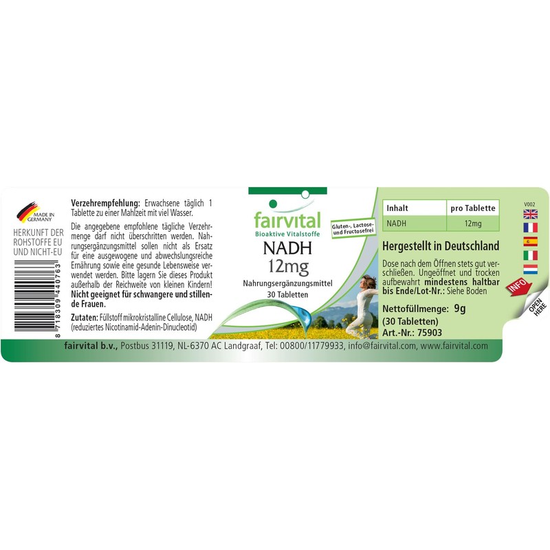 Fairvital | NADH 12mg - 30 Tabletten - HOCHDOSIERT -