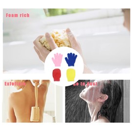 GWAWG Exfoliating Gloves 4 Pairs Body Scrub Bath Gloves for Shower Body Dishwasher Gloves
