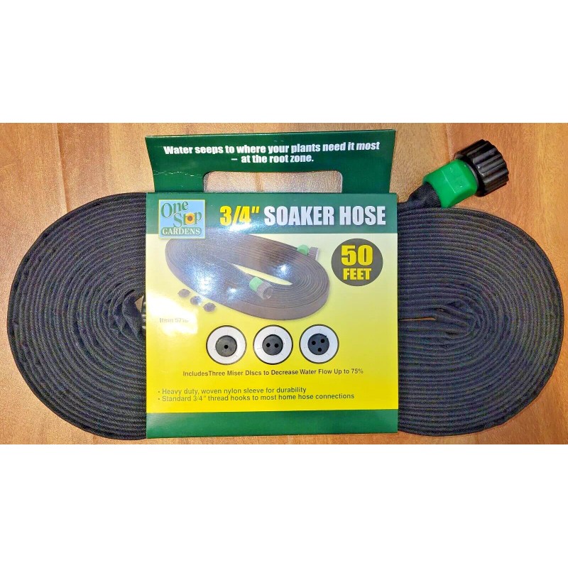 One Stop Gardens 50 ft. Flat Seeper Soaker Hose 3/4