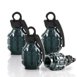 SINGARO Aluminum Tire Valve Cap, Car Tire Waterproof and Dustproof Valve Stem Cover Accessories, Universal for SUV, Car, Bike and Motorcycle (4PCS Dark Grey)