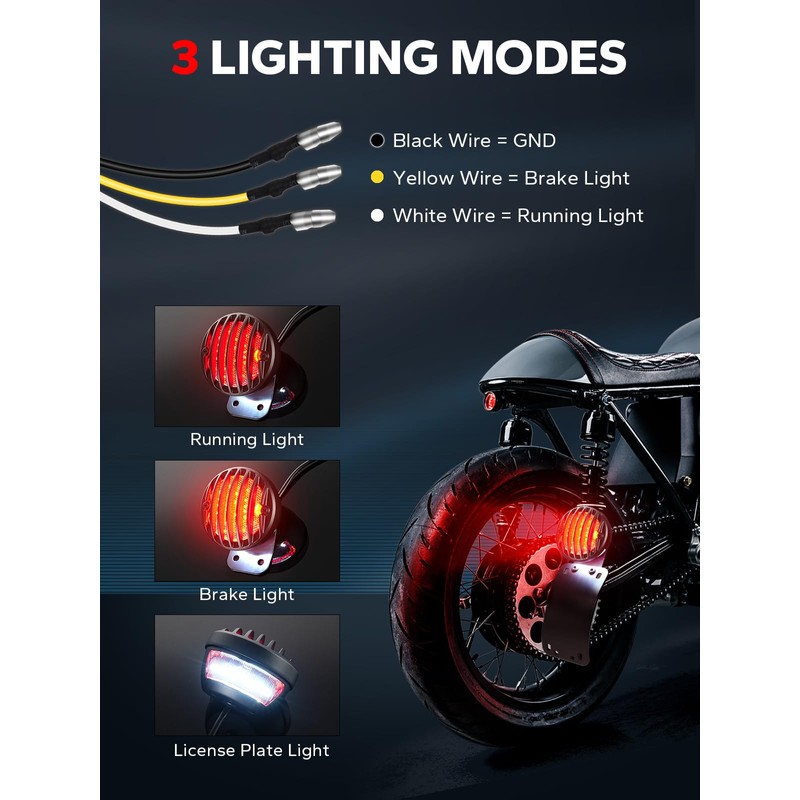 Amazicha 1" Motorcycle LED Tail Brake Light with Bracket, Waterproof