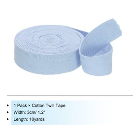 PATIKIL Cotton Webbing Tape, 30 mm x 9 m, Bias Tape, Cotton Seam Tape, Twill Tape, Hemming Tape, Fabric Tape, Woven Tape for Sewing for DIY Crafts, Knitting Packaging, Light Blue