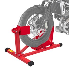 Donext Motorcycle Front Tire Chock, Adjustable Motorcycle Wheel Chock, 1500 lbs Heavy Duty Wheel Stand for 17"- 21" Wheels, Motorbike Front Chock Trailer Stand(Red)