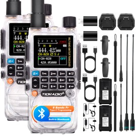 TIDRADIO TD-H3 Ham Radio Type C & Wireless Programming 8-Band Long Range Walkie Talkies Rechargeable Handheld Portable Two Way Radios Air Band, Frequency Match, DTMF Lock, NOAA FM AM- Crystal 2Pack