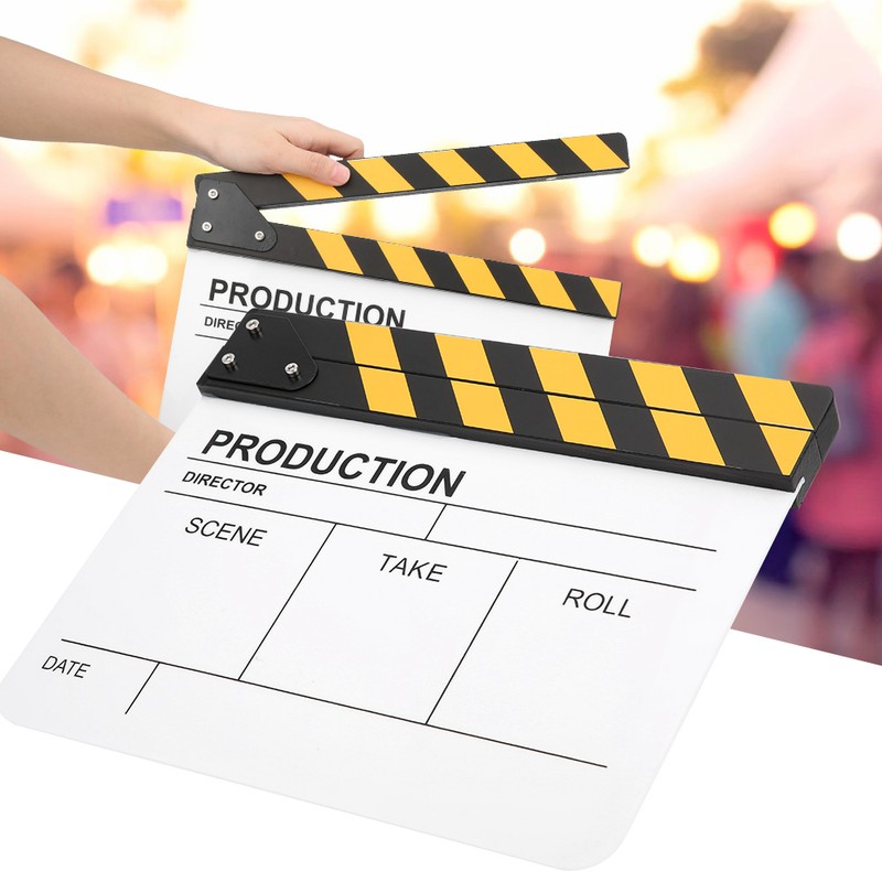 30x25CM Acrylic Clapperboard Director Movie Film BuiltIn Magnet Photography Action