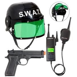 W WIDMANN MILANO Party Fashion 28227 Costume Accessory S.W.A.T. for Children, Helmet, Pistol and Radio, Black, Special Operations Command, SEK, Carnival, Theme Party
