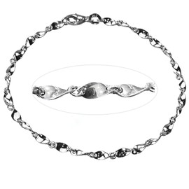 KGX STORES 925 Sterling Silver Bracelet Chain Sparkly 19cm Twisted Silver Bar and Links Wrist Chain Stacking Layering Chain Chunky Silver Jewellery for Women Girls Waterproof