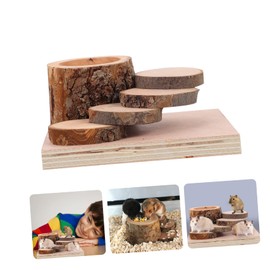 Levemolo Hamster Climbing Platform Wooden Ladder with Feeding Bowl Suitable for Small Animals Like Hamsters Guinea Pigs and Rats Bite Resistant Multi Functional Play and Chew for Pet Care