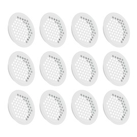 sourcing map 12Pcs Air Vents Circular Flat Soffit Vent 53mm/2.1" Stainless Steel Round Vent Mesh Hole Louver for Bathroom Home, Office, Kitchen, Cabinet, Wardrobe, White