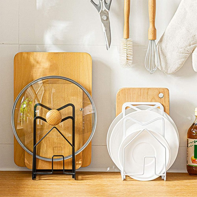 LINFIDITE Cutting Board Holder Pots Pan Lids Rack Kitchen Countertop
