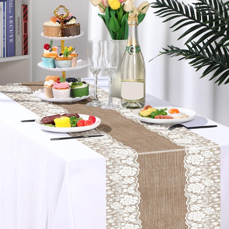 Newwiee 6 Pack Plastic Table Runner 14 x 108 Inch