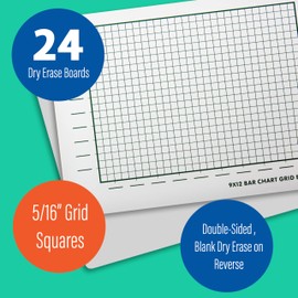 Flipside Products 9" x 12" Two Sided Chart Grid Board, Grid Lines, Graphing Charts for Home and Classroom, Math Manipulatives, Pack of 24