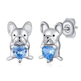 French Bulldog Earrings 925 Sterling Silver Bulldog Stud Earrings for Women Cute Dog Jewelry Gifts for Pet Lover