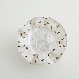 QKURT Infant Baby Sun Hats, Newborn Cotton Bucket Hats with Cute Bow Print, Toddler Basin Hat with Adjustable Chin Strap, Summer Outdoor Infant Beach Cap for Kids Girls Boys 1-3 Years