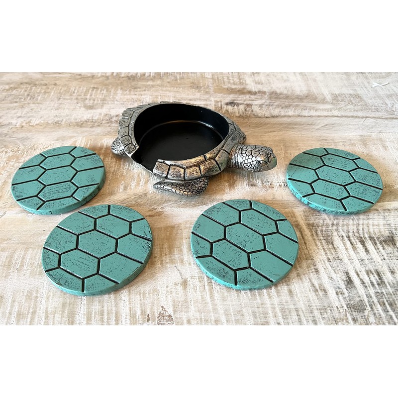 Sea Turtle Coaster Set - Nautical Ocean Beach Coastal Decor