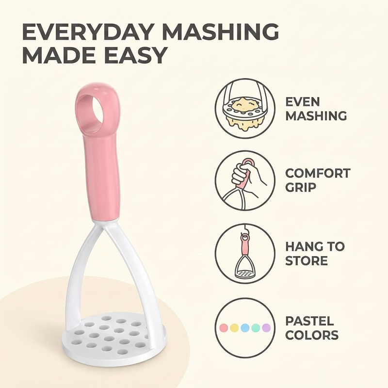 5Pcs Random Color Manual Silicone Potato Masher, Cooking Utensils Masher,