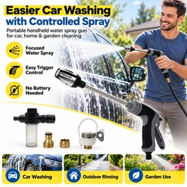 High-Pressure Water Spray Gun for Car Washing – Water Column Nozzle for Auto, Home and Garden Cleaning