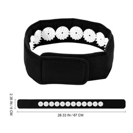 Ipetboom Acupressure Headband: 1pc Acupressure Wrap Belt Headband for Muscle Stress Relaxation, Massage Headband for Neck Head Facial Skin Lift, Black Massage Tool for Meditation, 70x7cm