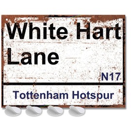Tottenham Hotspur Gifts for Men or Boys - White Hart Lane Street Sign Tottenham Football Fan Metal Road Sign, Mens Metal Poster Football Ground Plaque for Dads FC Man Cave Merch or Home Bar Signs
