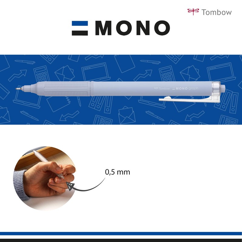 Tombow BC-MGLE45-R15 MONO Graph Lite Ballpoint Pen Smokey Blue, Precise