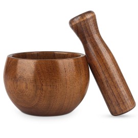 Juego de mortero y maja de madera, tazón de madera para moler guacamole