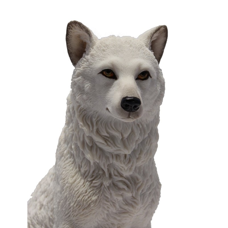 7.75 Inch Wolf Sitting in Snow Decorative Statue Figurine, White